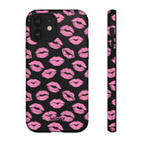 Pink Lips (Black)-Phone Case-iPhone 12-Matte-Movvy