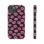 Pink Lips (Black)-Phone Case-iPhone 15 Plus-Matte-Movvy