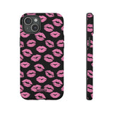 Pink Lips (Black)-Phone Case-iPhone 15 Plus-Matte-Movvy