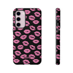 Pink Lips (Black)-Phone Case-Samsung Galaxy S23 Plus-Matte-Movvy