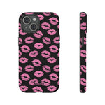 Pink Lips (Black)-Phone Case-iPhone 15-Matte-Movvy
