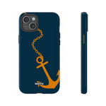 Orange Chained Anchor-Phone Case-iPhone 15 Plus-Glossy-Movvy