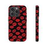 Red Lips (Black)-Phone Case-iPhone 15 Pro-Glossy-Movvy
