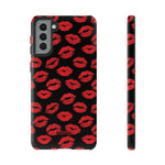 Red Lips (Black)-Phone Case-Samsung Galaxy S21 Plus-Glossy-Movvy