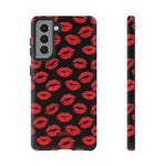 Red Lips (Black)-Phone Case-Samsung Galaxy S21-Matte-Movvy