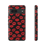 Red Lips (Black)-Phone Case-Google Pixel 7-Glossy-Movvy