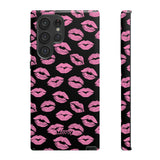 Pink Lips (Black)-Phone Case-Samsung Galaxy S22 Ultra-Glossy-Movvy
