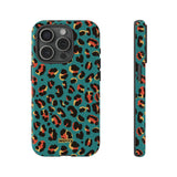 Turquoise Leopard-Phone Case-iPhone 15 Pro-Glossy-Movvy