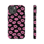 Pink Lips (Black)-Phone Case-iPhone 15-Glossy-Movvy