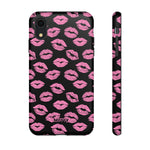 Pink Lips (Black)-Phone Case-iPhone XR-Matte-Movvy
