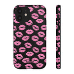 Pink Lips (Black)-Phone Case-iPhone 12-Glossy-Movvy