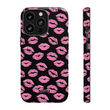 Pink Lips (Black)-Phone Case-iPhone 13 Pro-Glossy-Movvy