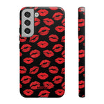 Red Lips (Black)-Phone Case-Samsung Galaxy S22 Plus-Glossy-Movvy
