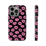 Pink Lips (Black)-Phone Case-iPhone 14 Pro-Glossy-Movvy