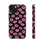 Pink Lips (Black)-Phone Case-iPhone 13 Mini-Glossy-Movvy