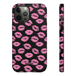 Pink Lips (Black)-Phone Case-iPhone 12 Pro Max-Glossy-Movvy