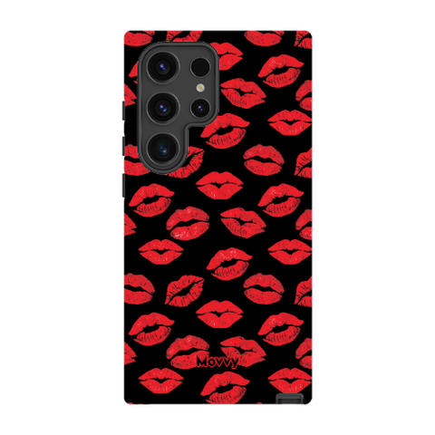 Red Lips (Black) - Samsung Galaxy S24 Ultra - Tough Case - Matte-Phone Cases-Movvy